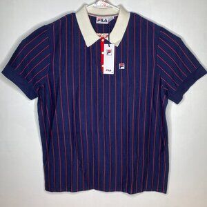Fila Vintage Bjorn Borg BB1 Polo Tennis Shirt - 100% Cotton - Navy Blue - XXL